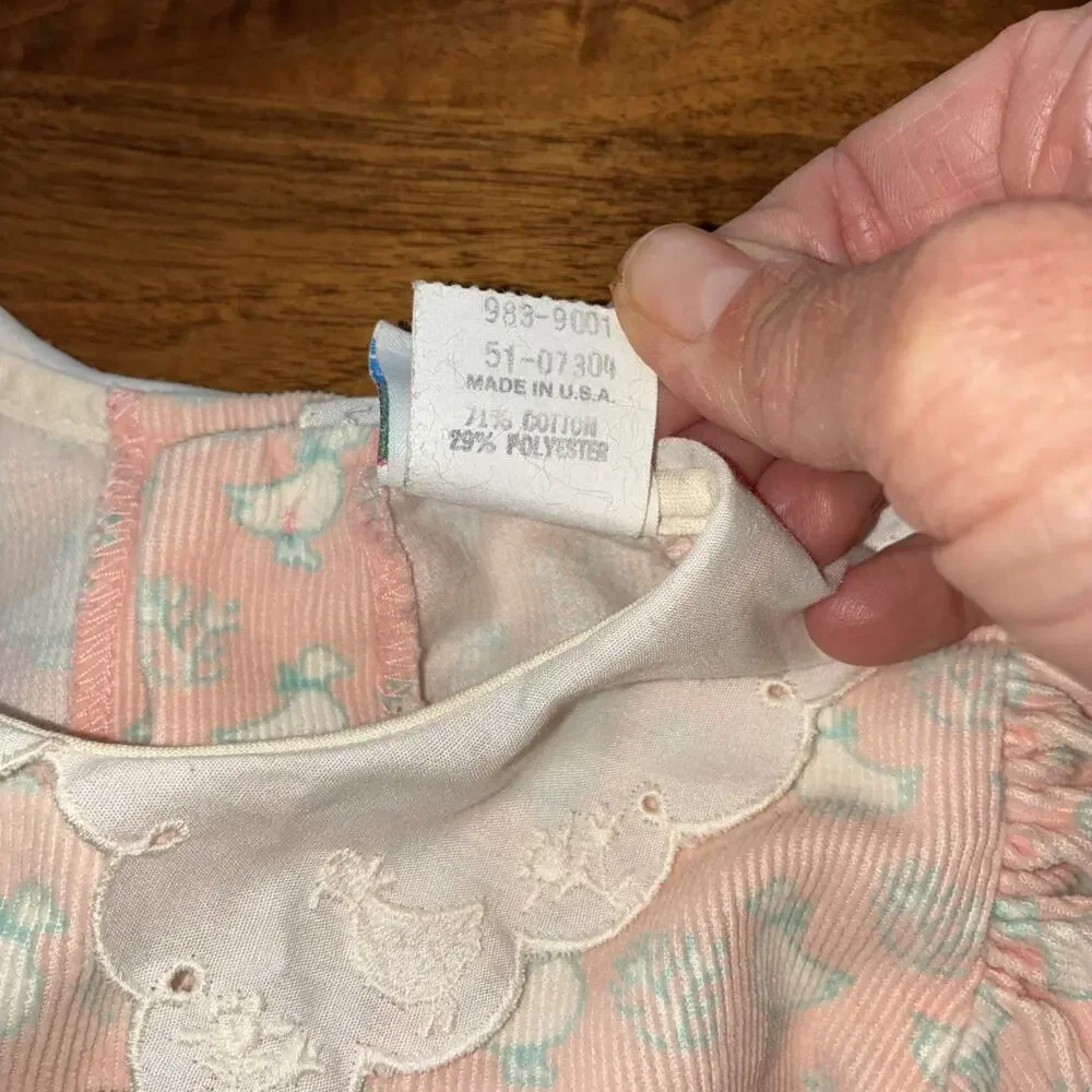 Vintage Oshkosh - Pink goose duck corduroy dress, 2T RARE